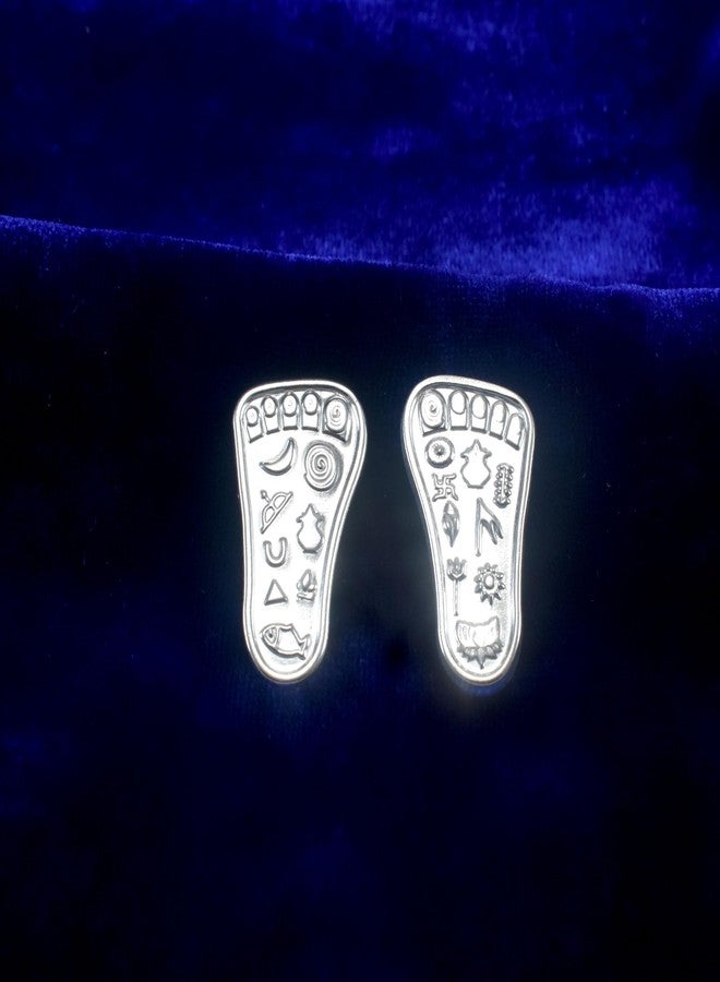 KMJ Pure Silver Charan Paduka, Laxmi Charan, Chaandi Ke Charan Paduka, Silver God Footprints, Religious Footprint (wt. 4 Grams) - Image 3